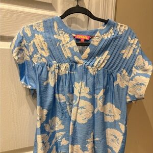 THML Sky Blue and Cream Floral Blouse